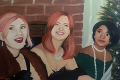 my gal pals n i like to get dolled up for No Reason At All. here's a painting of one of those instances